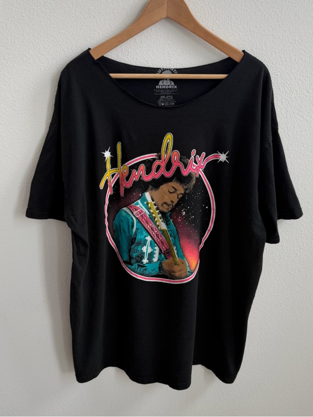 Jimi Hendrix black off-the-shoulder rock tee